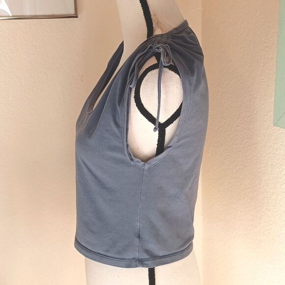 American Eagle Outfitters Blue Crop Tie Front Tank Top - Picture 5 of 10
